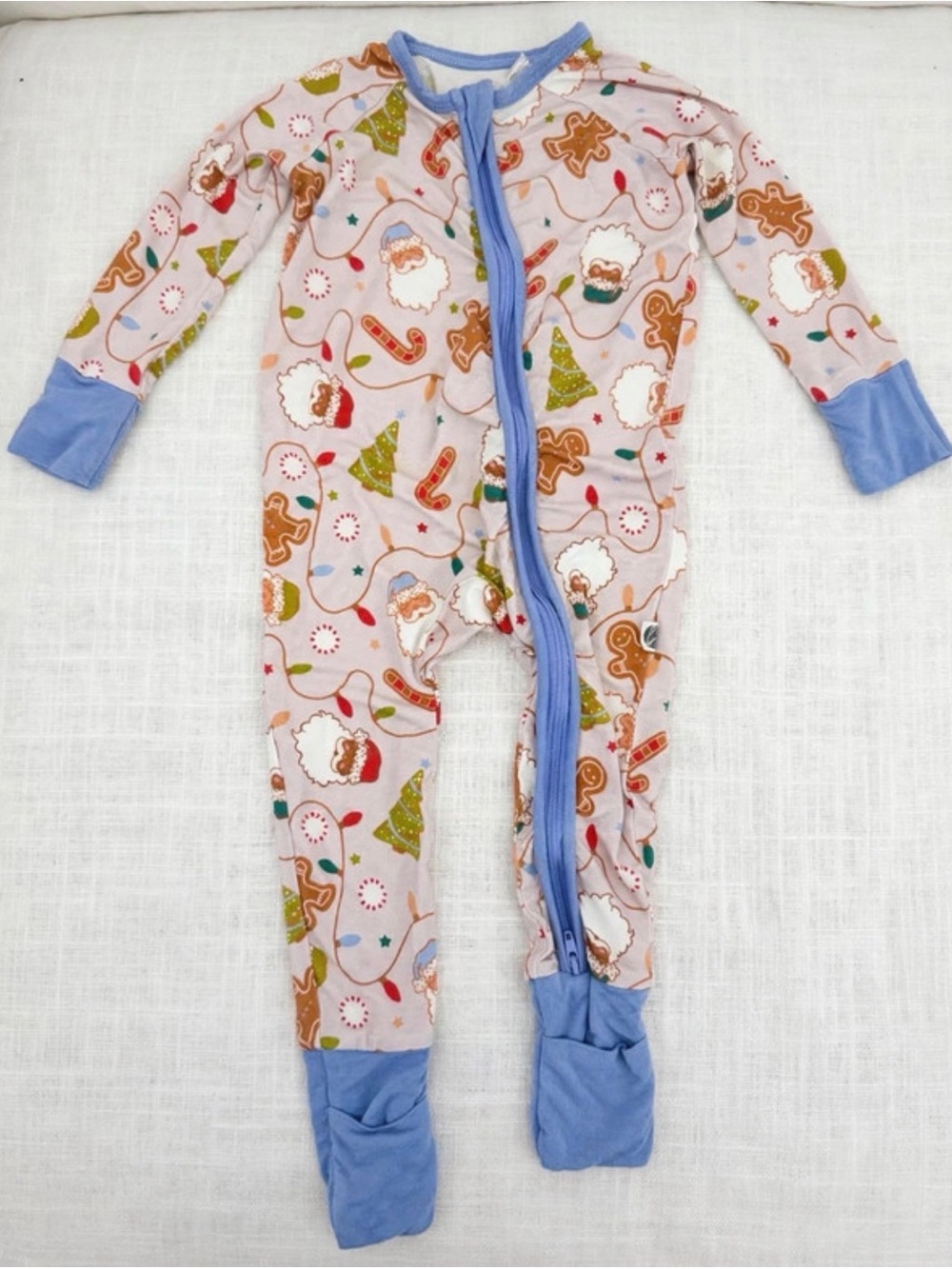 Belle & Bros 3-6 months bamboo Santa Christmas zippy